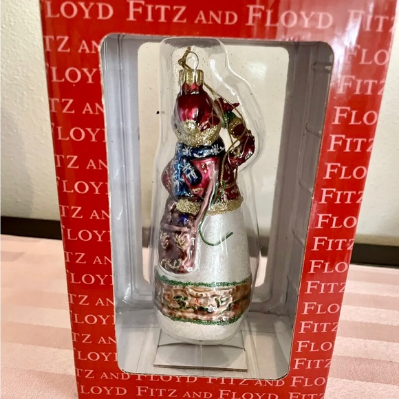 Fitz & Floyd Christmas Blown Glass Ornament Snowman New - Picture 7 of 10